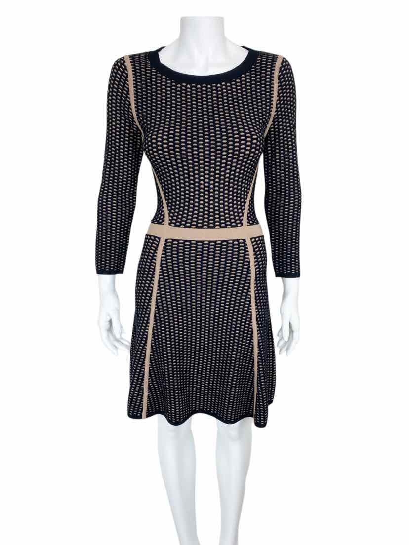 Pre-Loved Club Monaco Women's Fit & Flare Sweater Dress Black/Camel Size XS Elle & Beck Pre-Loved Club Monaco Women's Fit & Flare Sweater Dress Black/Camel Size XS Elle & Beck