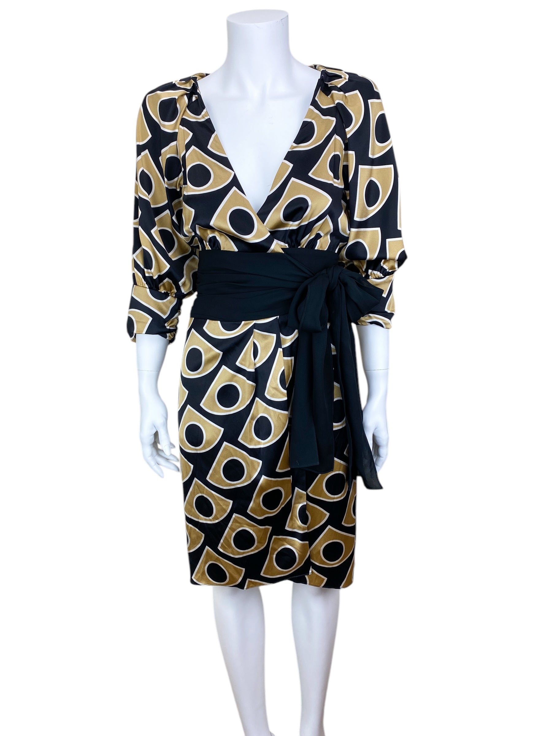 Diane Von Furstenberg Blee Black Sheath Dress Gold Hem outlet Sleeveless Size 4