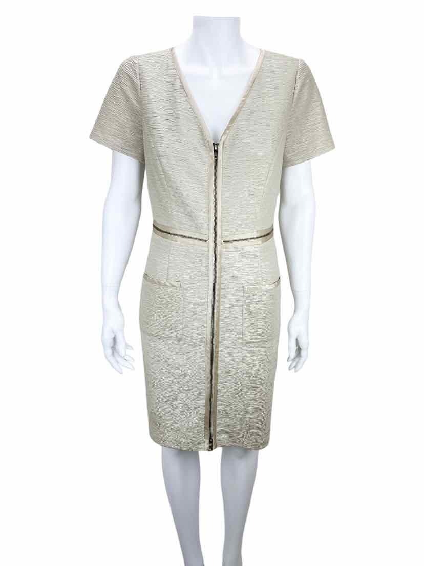 Pre-Loved Marc New York Andrew Marc, Women's Shimmery Crinkle Dress, Pale Gold, Size 12 Elle & Beck Pre-Loved Marc New York Andrew Marc, Women's Shimmery Crinkle Dress, Pale Gold, Size 12 Elle & Beck