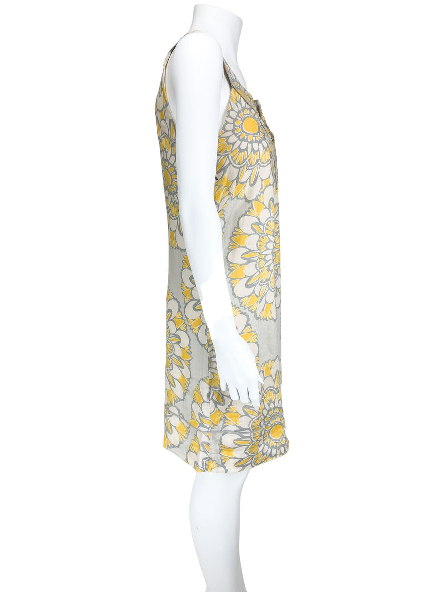 Pre-Loved Loft Women's Floral Linen Shift Dress Sand/Yellow Size 6 Elle & Beck Pre-Loved Loft Women's Floral Linen Shift Dress Sand/Yellow Size 6 Elle & Beck
