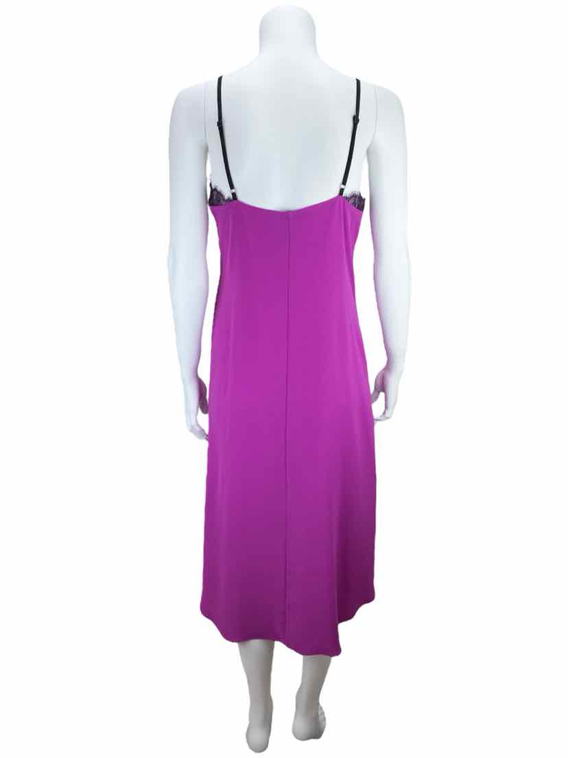 BCBG MAXAZRIA Women's Lace-Trim Crepe Midi Dress Magenta Size XS BCBG MAXAZRIA Women's Lace-Trim Crepe Midi Dress Magenta Size XS