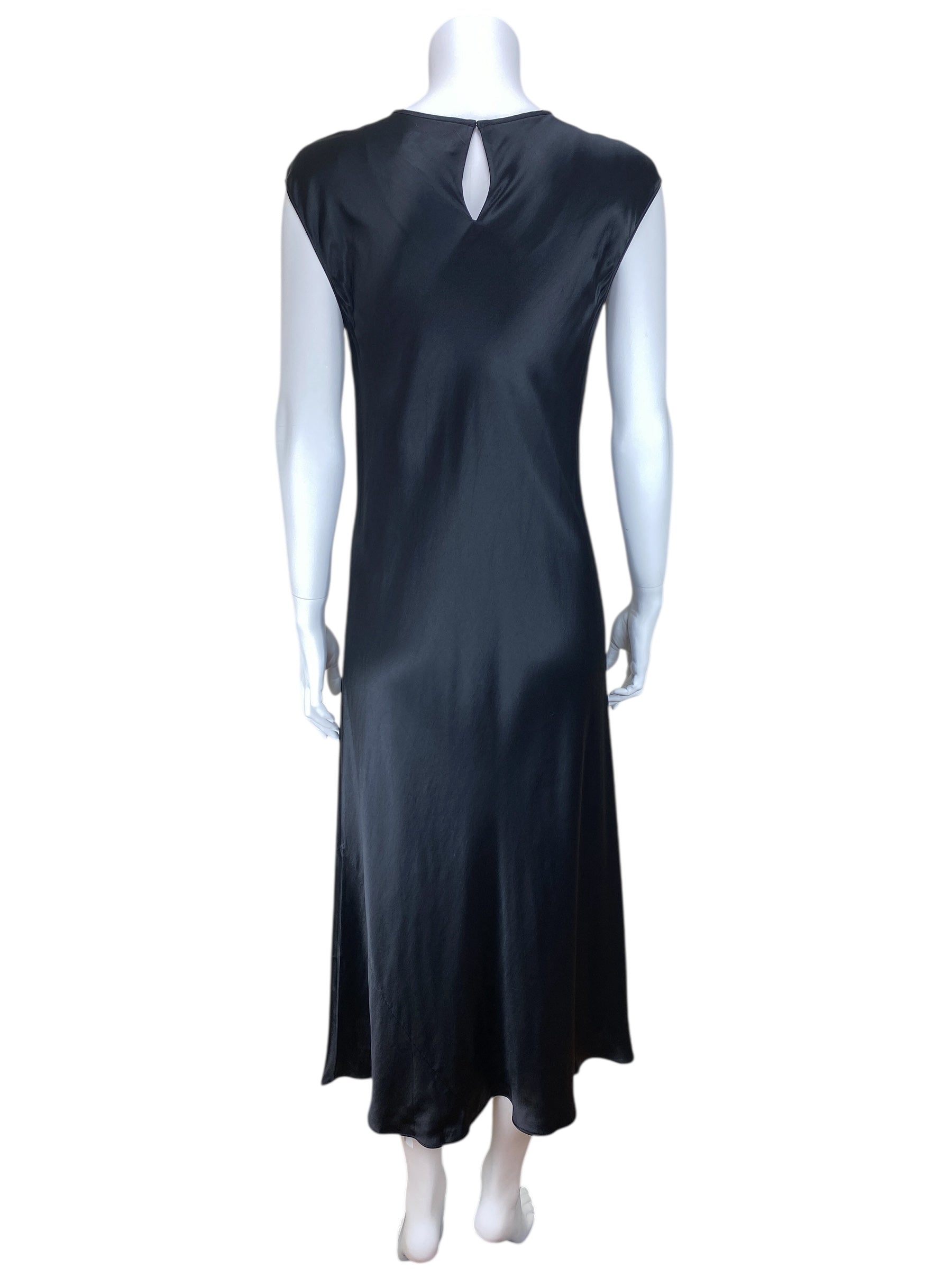 BR Banana Republic Women's Bias-Cut Satin Midi Dress Black Size L