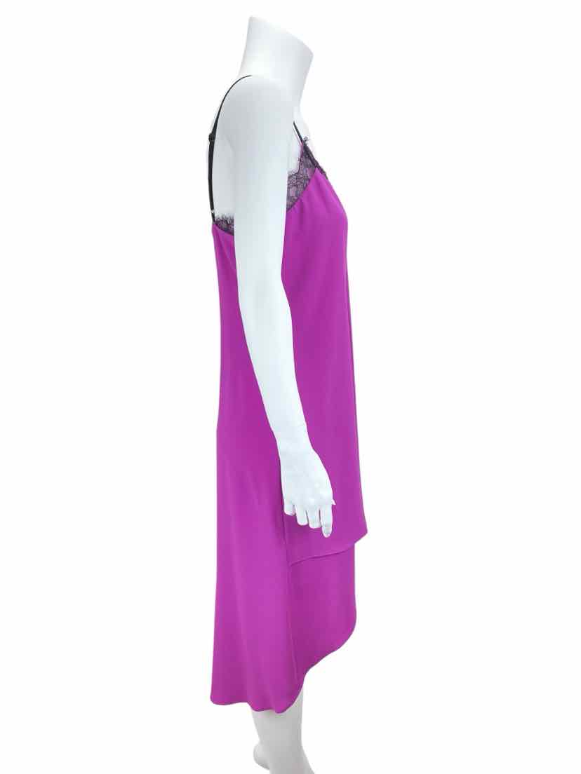 Pre-Loved BCBG MAXAZRIA Women's Lace-Trim Crepe Midi Dress Magenta Size XS Elle & Beck Pre-Loved BCBG MAXAZRIA Women's Lace-Trim Crepe Midi Dress Magenta Size XS Elle & Beck