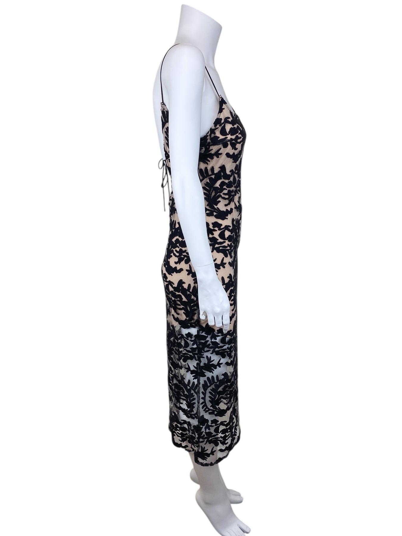 Pre-Loved NBD Women's Embroidered Lace Midi Slip Dress Black Nude Size XS Elle & Beck Pre-Loved NBD Women's Embroidered Lace Midi Slip Dress Black Nude Size XS Elle & Beck