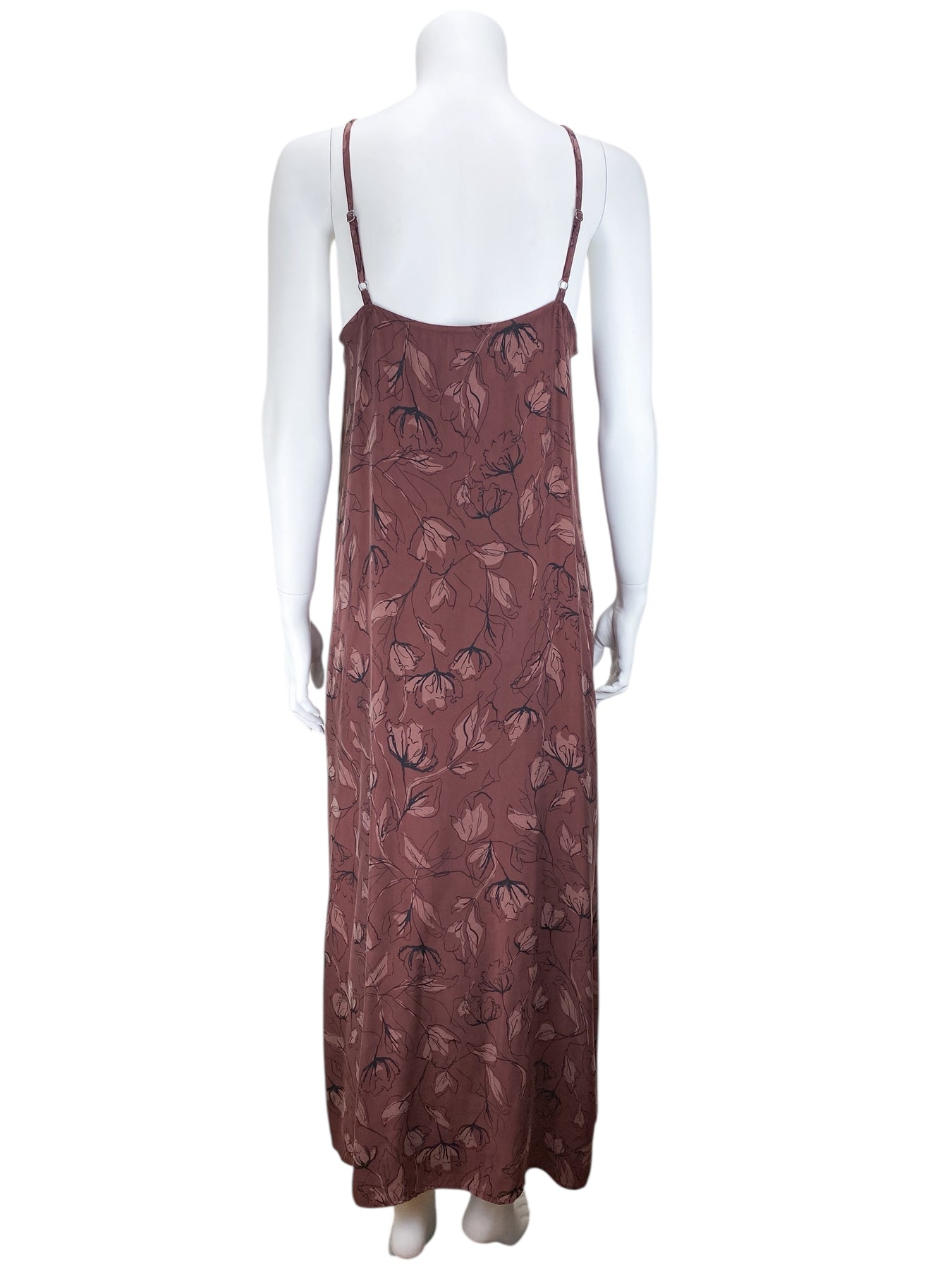 Pre-Loved Nordstrom Women's Tonal Sketch Floral Maxi Slip Dress Brown Size L Elle & Beck Pre-Loved Nordstrom Women's Tonal Sketch Floral Maxi Slip Dress Brown Size L Elle & Beck