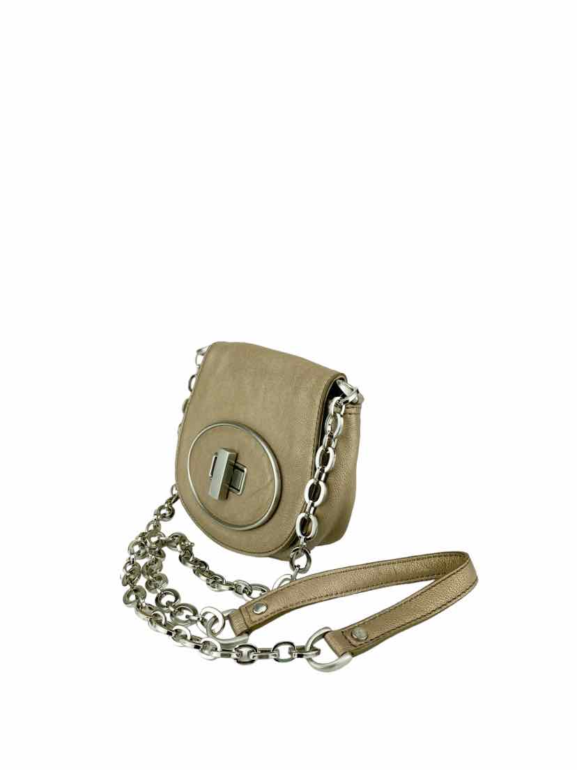 Pre Loved Cole Haan Women s Small Leather Crossbody Bag Taupe Metallic One Size Elle Beck