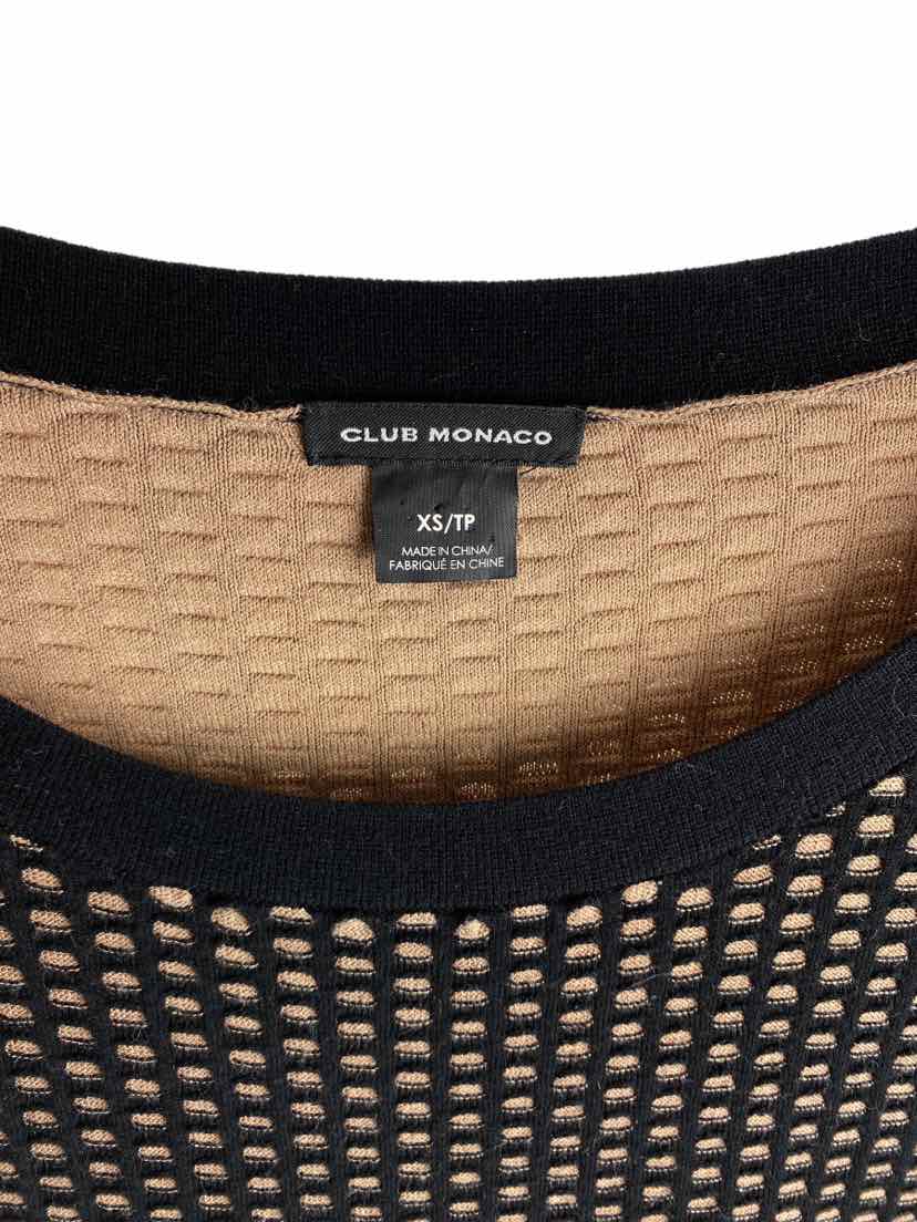 white christmas dresses Club Monaco Women's Fit & Flare Sweater Dress Black/Camel Size XS