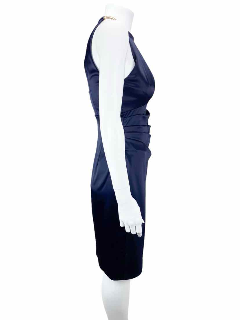 Eliza J Women's Sleeveless Pleated Neck Side Tuck Sheath Dress - Blue - Size 4 - Navy