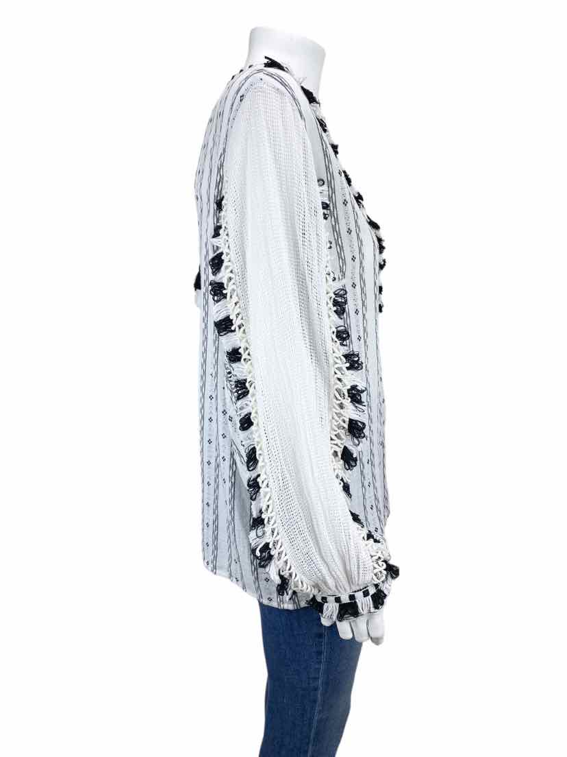 Pre-Loved Dodo Bar Or Women's Jacquard Fringe Top White