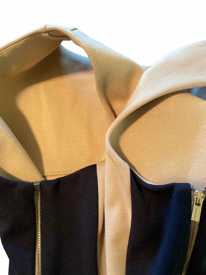 Pre-Loved Calvin Klein, Women's Color-Block Dress w/ Side Zip, Sand/Black, Size 10 Elle & Beck Pre-Loved Calvin Klein, Women's Color-Block Dress w/ Side Zip, Sand/Black, Size 10 Elle & Beck