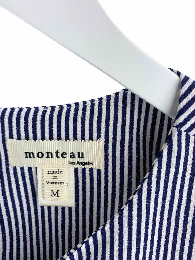 Pre-Loved Monteau, Women's Pleated Sleeve Stripe Top, Navy/White, Size M –  Elle & Beck