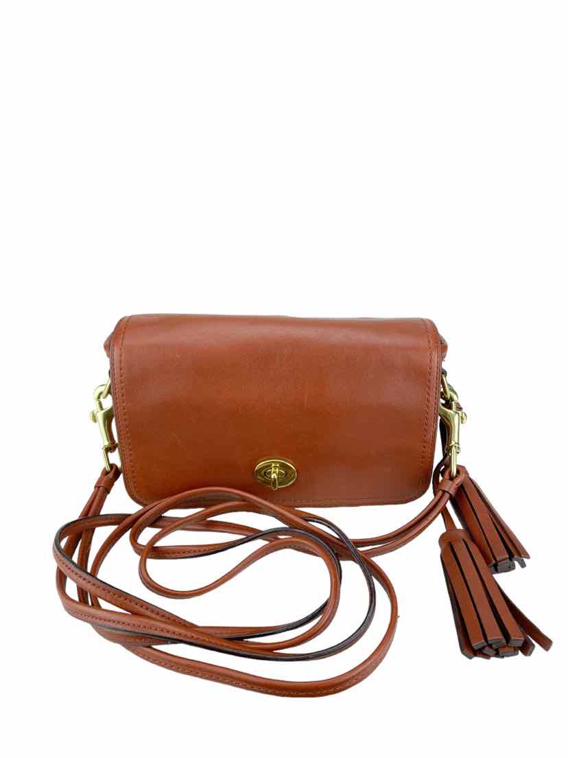 COACH Brown Penny Legacy Double Strap Leather Crossbody Purse