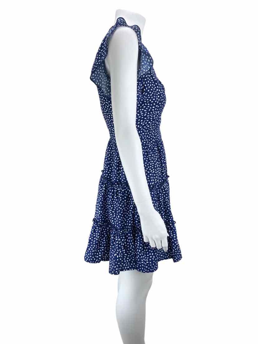 Pre Loved CBR Chic Boutique Rose Women s Tiered Dress Navy White With Tags Size S XS Elle Beck