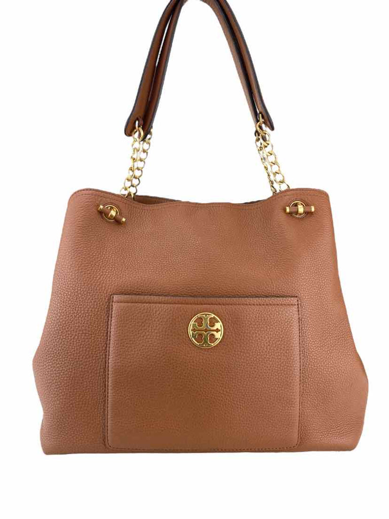 Pre Loved Tory Burch Women s Chelsea Pebbled Leather Slouchy Tote Bag Saddle Elle Beck