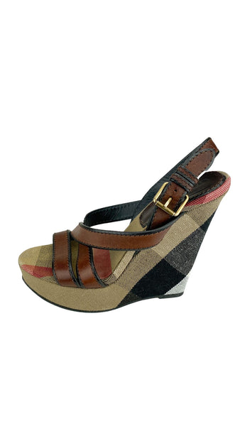 Burberry wedge sandals hot sale