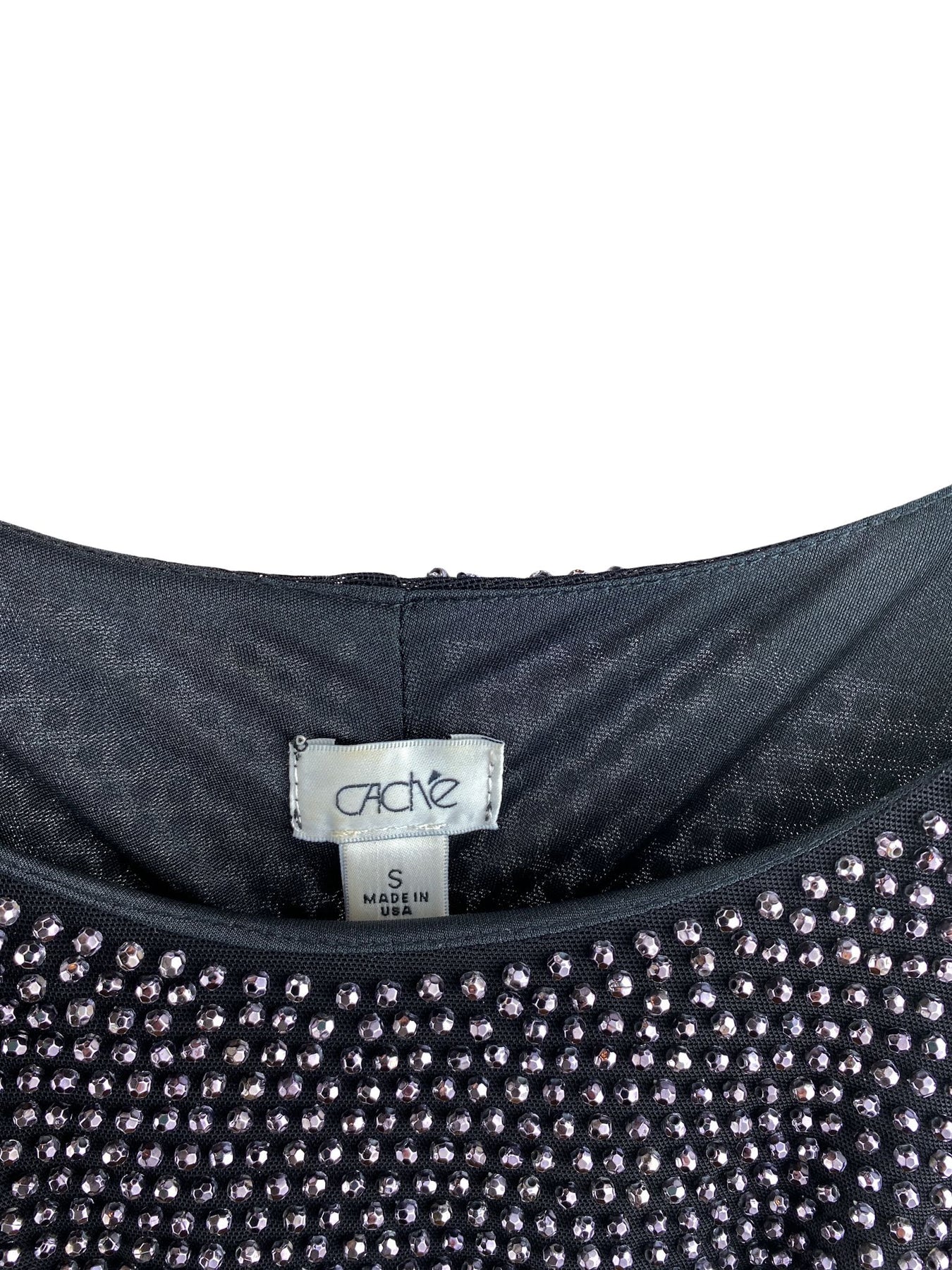 Pre-Loved Cache, Women's Silver Beaded Dress, Black/Silver, Size S Elle & Beck Pre-Loved Cache, Women's Silver Beaded Dress, Black/Silver, Size S Elle & Beck
