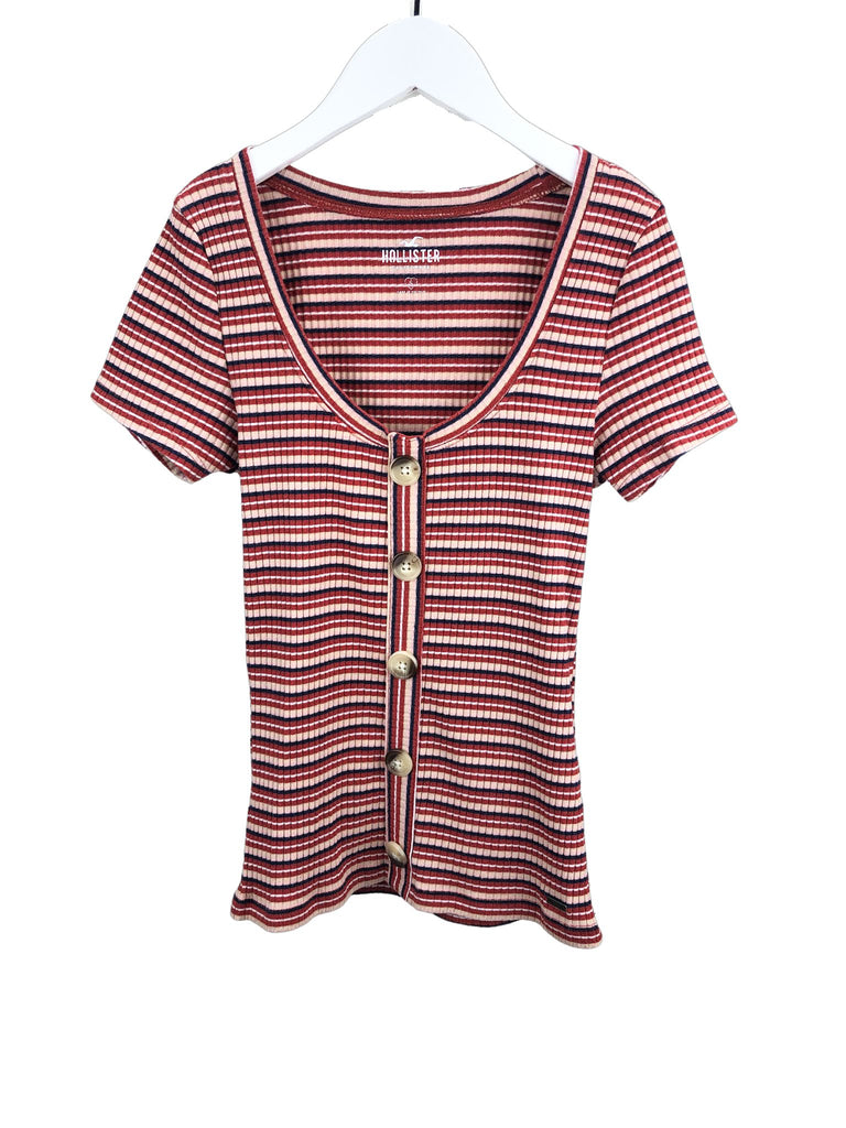 Pre-Loved Hollister, Teen Girls' Striped Ribbed Top, Terra Cotta