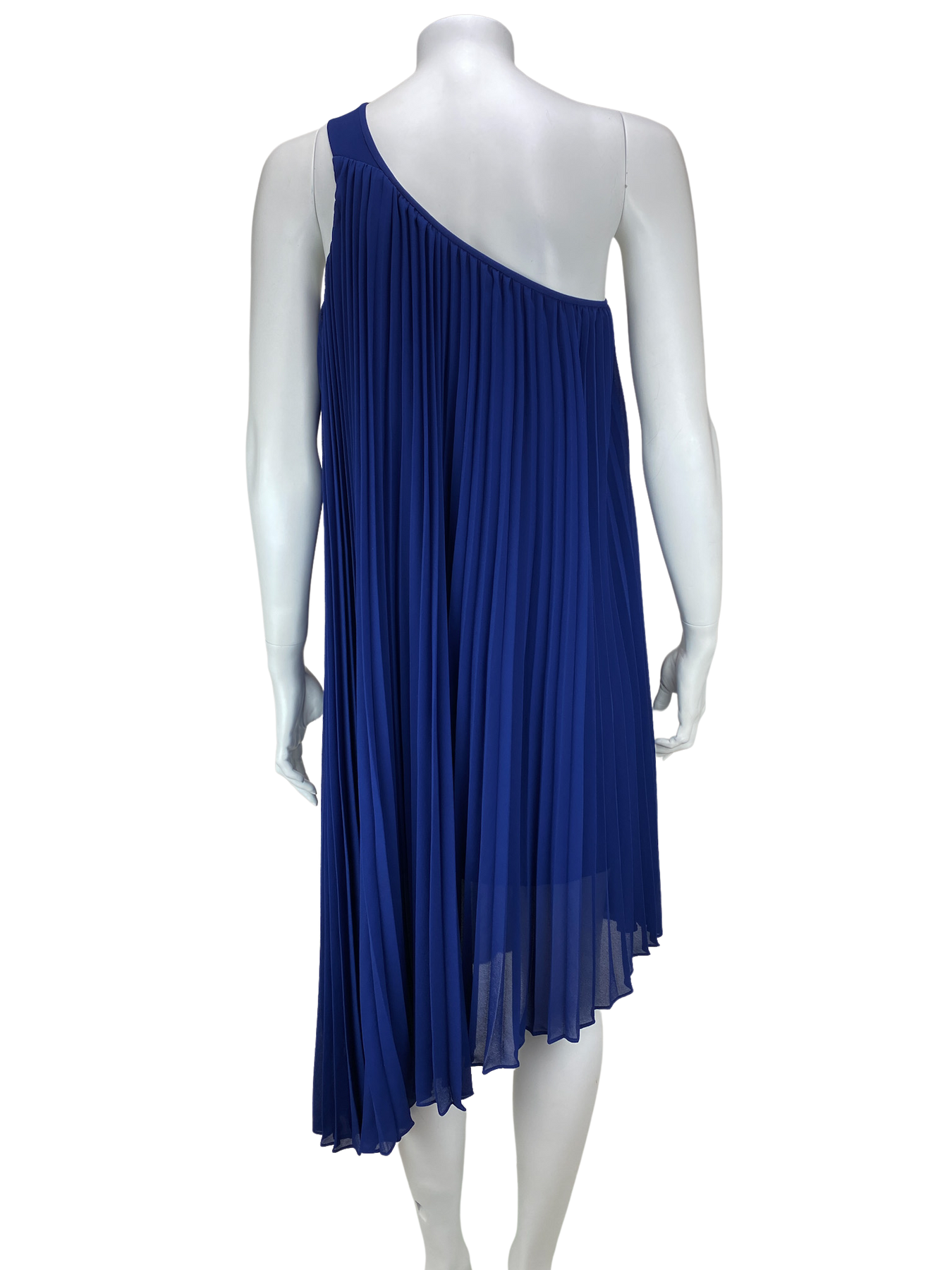 Pre-Loved Club Monaco, Women's Pleated One-Shoulder Dress, Deep Royal, Size 00 – Elle & Beck