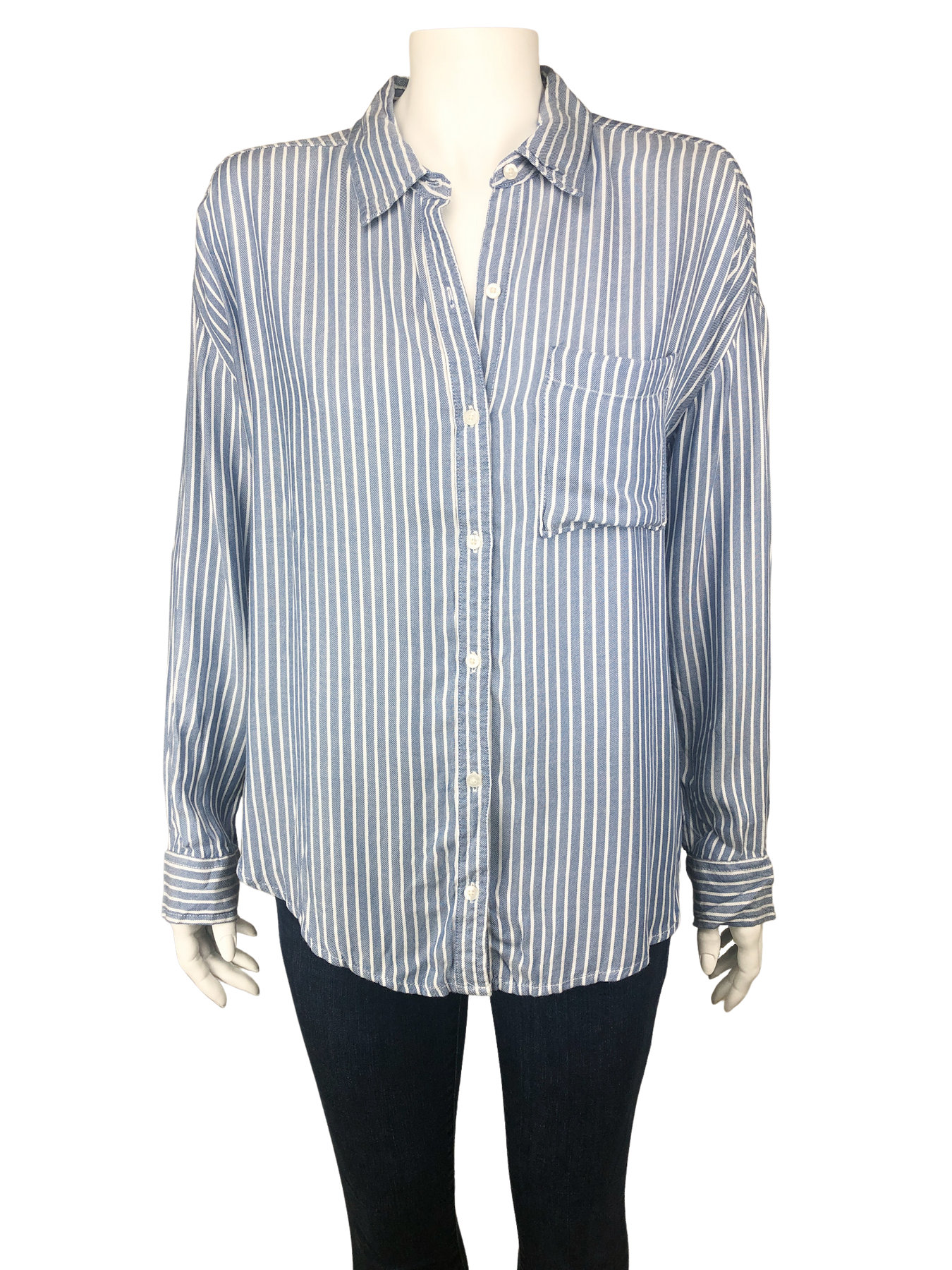 Hollister blue and discount white striped shirt