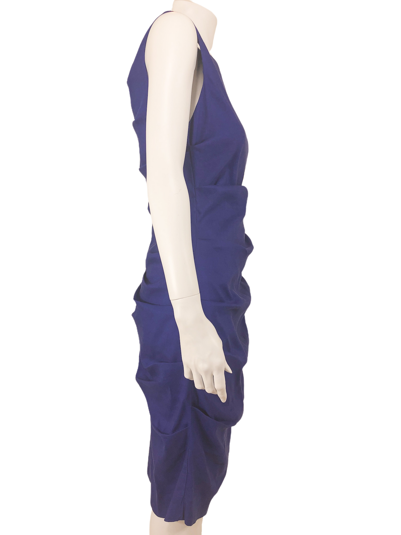 Pre-Loved Artelier Nicole Miller Women's Ruched Linen Dress Cobalt Size 6 Elle & Beck Pre-Loved Artelier Nicole Miller Women's Ruched Linen Dress Cobalt Size 6 Elle & Beck