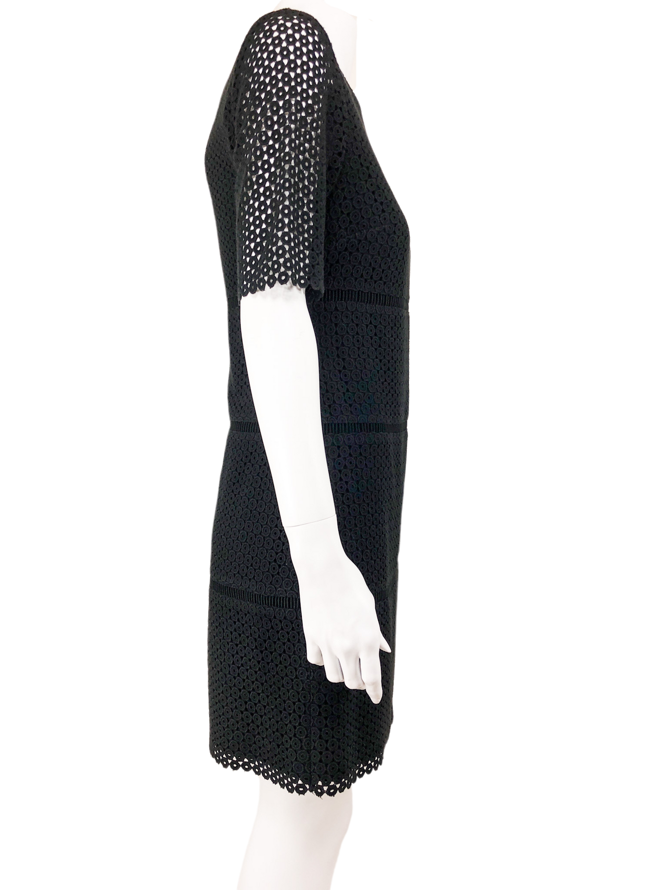 Pre-Loved Club Monaco, Circle Eyelet Shift Dress, Black, Size 2 Elle & Beck Pre-Loved Club Monaco, Circle Eyelet Shift Dress, Black, Size 2 Elle & Beck